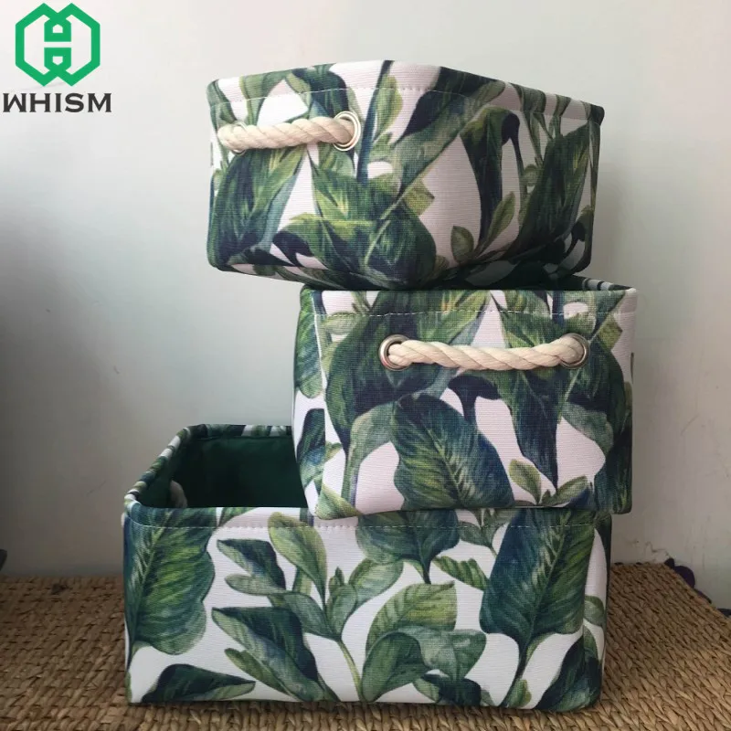 WHISM للطي سلال القطن الكتان سلة التخزين الملابس القذرة سلة الغسيل أشتات حامل منظم أدوات التجميل لعبة الحاويات