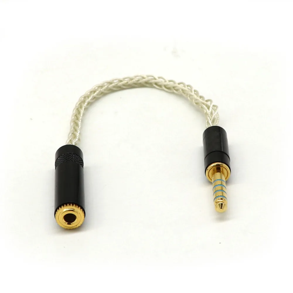 

15CM crystal copper plated with silver 4.4mm male to 3.5mm female Audio adapter plug connector Extension cord socket
