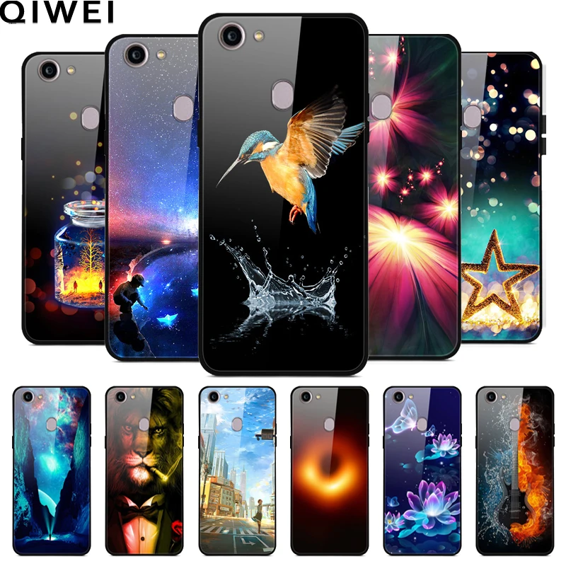 

Glass Case For OPPO F5 Case Fashion Silicon Bumper Hard PC Glass Back Cover For OPPO F5 Youth Phone Cases For OPPO F 5 oppof5