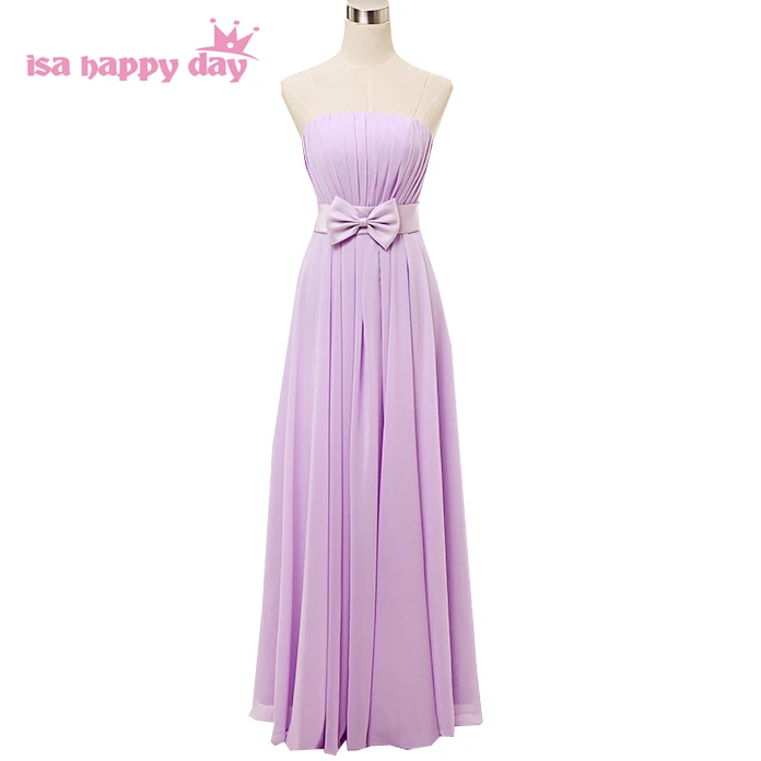 Purple Formal Lavender Modest Girls Chiffon Bridesmaids Dress