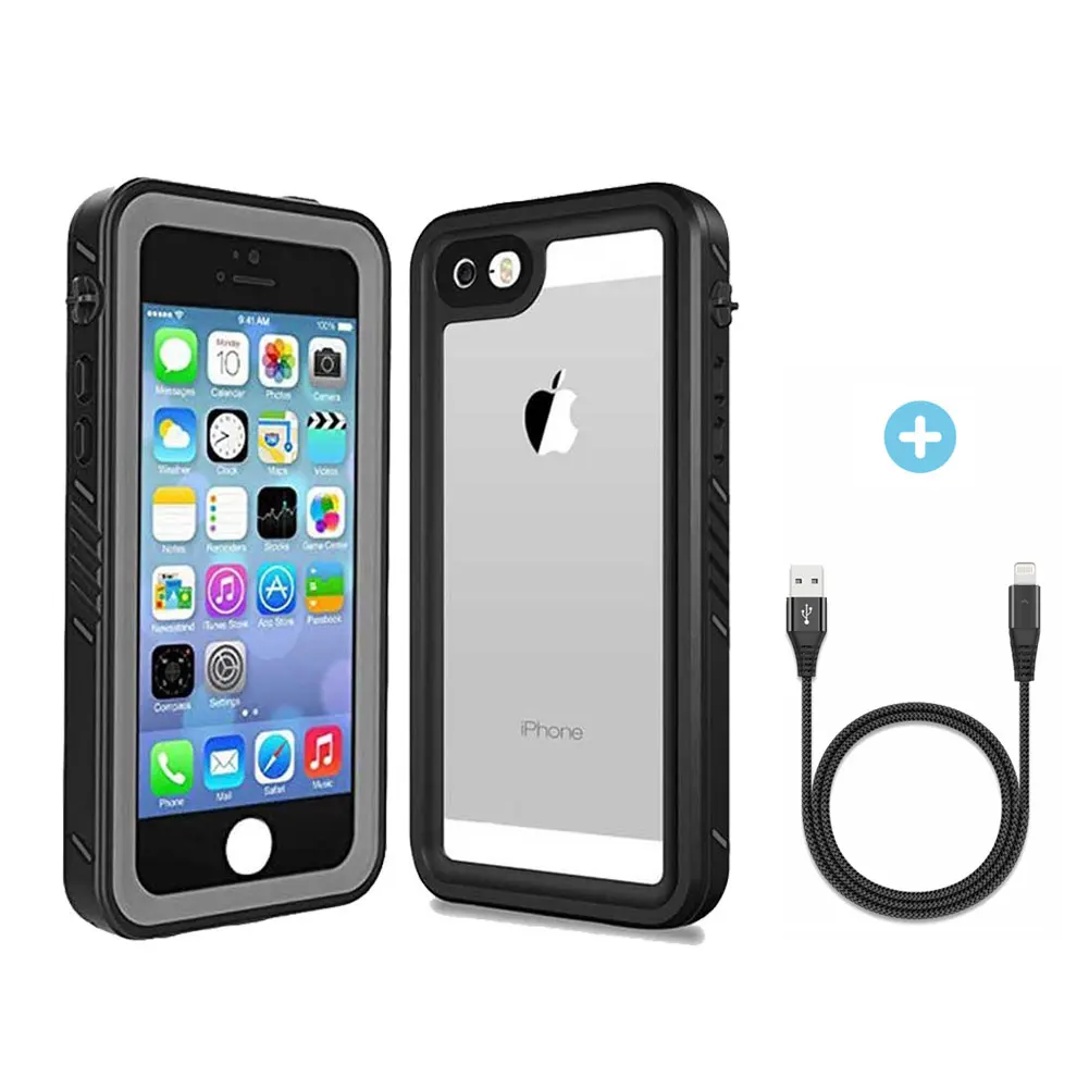 Водонепроницаемый чехол для iPhone 5/5S/SE-IP68 прозрачный защитный с полным корпусом в