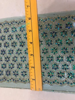 

special glued glitter French tulle Material Net Lace French Net Lace fabric in green and gold color BZL-83131 for bridal dress