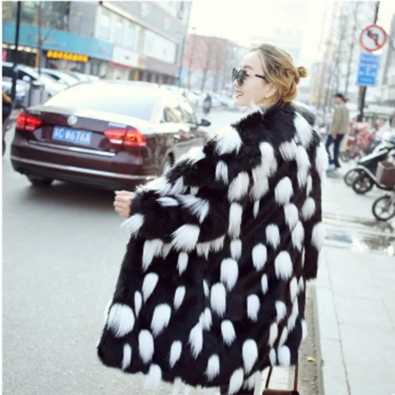 Женская шуба из искусственного меха Длинная черная теплая с отворотом и длинным