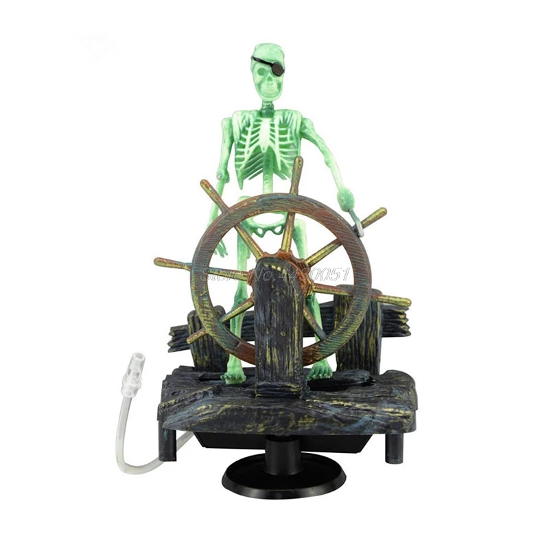 Aquarium Skull Decorations Small Pirate Captain Skeleton Ornaments Fish