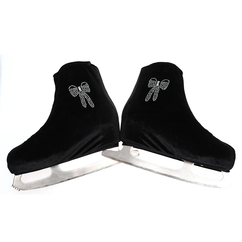 

15 colors child adult velvet ice figure skating shoes cover roller skate fabric cover accessories purple bowknot rhinestone
