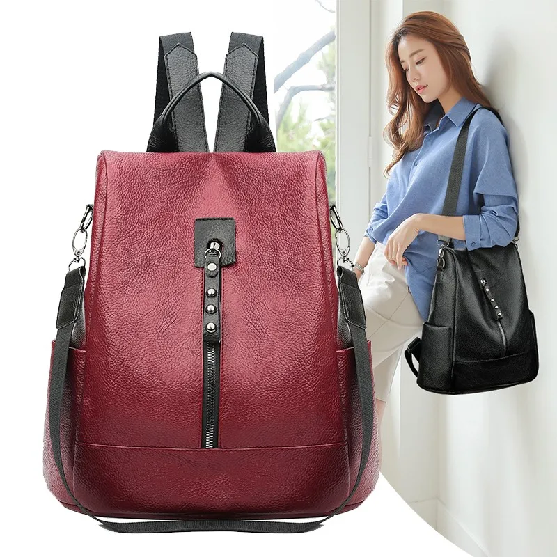 Винтажный женский рюкзак с заклепками, новинка, большая вместительность, трендовый стиль, сумка для отдыха и путешествий, известный бренд, дизайнерский дизайн