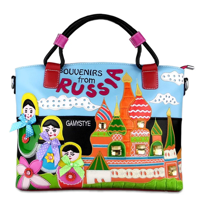 

2018 RUSSIA style Big Capacity Embroidery Tote Fashion Shoulder Bags Designer Women HandBag Ladies's messenger bags High quality