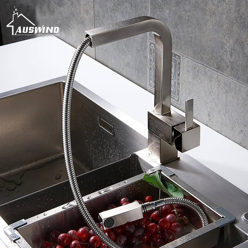 Kitchen Faucets New Design Pull Out Square Brushed Sink Mixer Tap Swivel Spout Sink Faucet Swivel Copper Kitchen Faucet AG-9631 Kitchen Faucets New Design Pull Out Square Brushed Sink Mixer Tap Swivel Spout Sink Faucet Swivel Copper Kitchen Faucet AG-9631