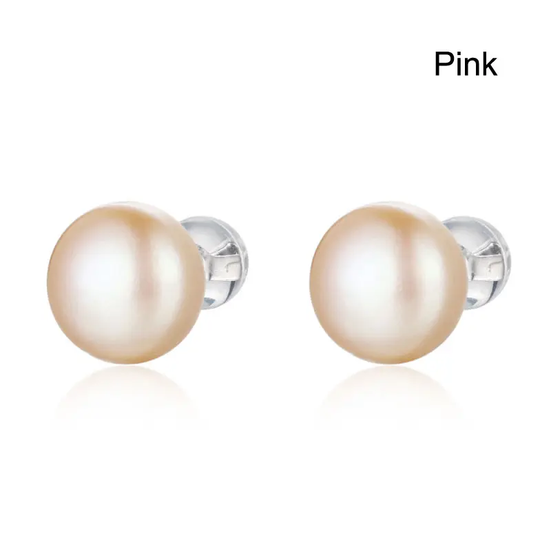 Pink 925 пробы серебряные серьги 3 мм-10 мм 8 Размеры 4 цвета естественный пресноводный Серьги с жемчугом Серебряные ювелирные изделия для Для женщин SED077 - Окраска металла: Pink