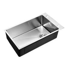 304 ручная раковина одинарная мойка из нержавеющей стали, кухонная раковина для мытья рук, утолщенная большая раковина для раковины на одно отверстие wx4261111