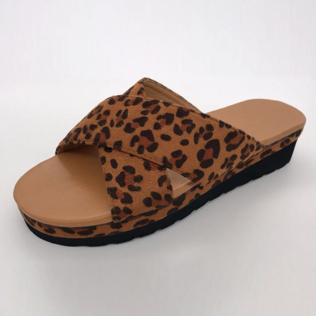 Женские леопардовые кожаные туфли на плоской платформе; женские повседневные сандалии с коррекцией стопы и большим носком; ортопедический корректор буйона; 7J10