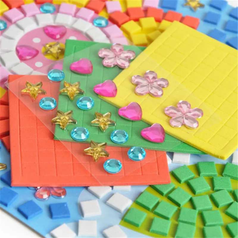 12 видов стилей можно выбрать много 3D головоломка мозаика творческий Стикеры игры Животные транспорта искусств Craft для детские развивающие игрушки