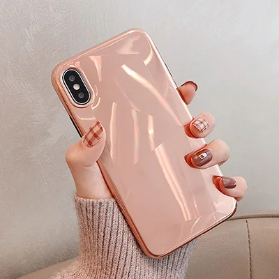 GlamPhone чехол простой Алмазный Лазерный чехол для телефона для iPhone XS Max XR XS 8 8plus 7 7plus 6S 6splus 6 6plus мягкая задняя крышка - Цвет: rose gold