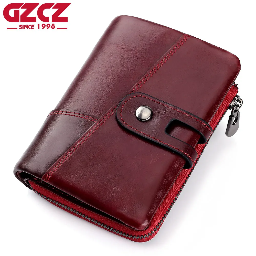 

GZCZ Genuine Leather Women Wallet Female Coin Purse Luxury Brand Small Walet Woman Zipper Design Portomonee Clamp For Money Bag