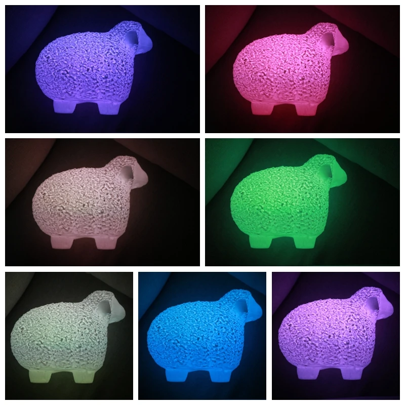 PLA 16 الألوان 3D طباعة ليلة ضوء الأغنام مصباح خزانة مصباح ليد الأطفال ليلة ضوء أباجورة المنزل زخارف مكتب الجدة هدية
