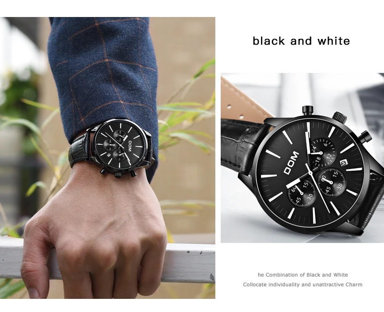 DOM, новинка, часы для мужчин, люксовый бренд, секундомер, мужские спортивные часы, высокое качество, сталь, кварцевые наручные часы, Relogio Masculino M-635BK-1M