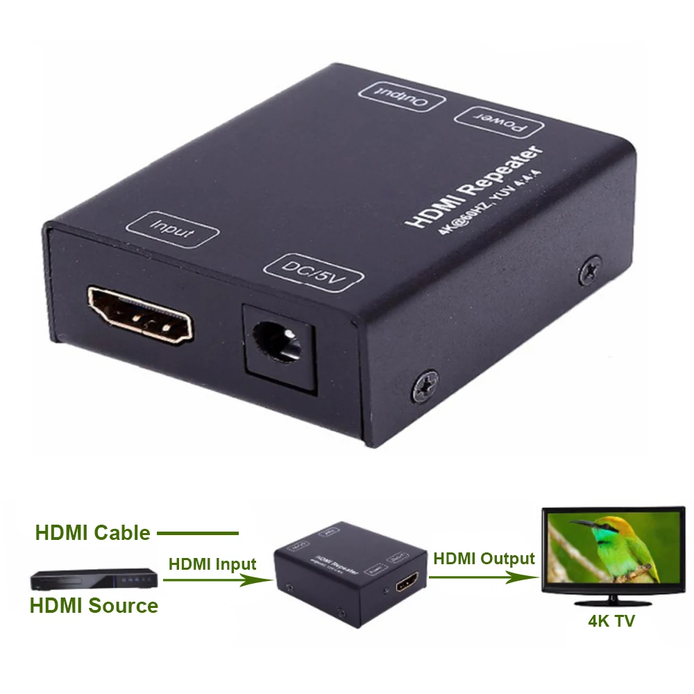 

HDMI Extender 4kX2K 60hz 3D YUV 4:4:4 HDMI 2.0 Repeater amplifier by HDMI cable HDCP 2.2 HDR with USB power cable