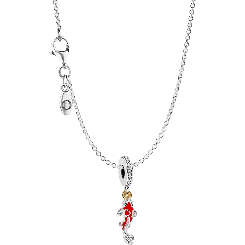

100% 925 Sterling Silver 797829CZ GOOD FORTUNE CARP HANGING CHARM ZT0227 New Year's Koi Necklace Fashion Original Jewelry