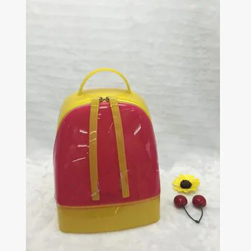 Большие яркие цвета, летние желеобразные рюкзаки, водонепроницаемые ПВХ школьные сумки, пластиковые силиконовые женские сумки на плечо для девочек, лоскутные рюкзаки - Цвет: Rose Mix Yellow