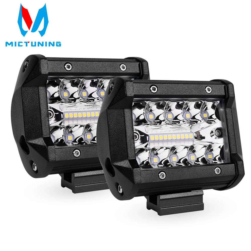

MICTUNING 2PCS 4 inch LED Work Light Bar Triple Row for Driving Offroad Boat Car Tractor Truck 4x4 SUV ATV 12V 24V 60W Tail Lamp