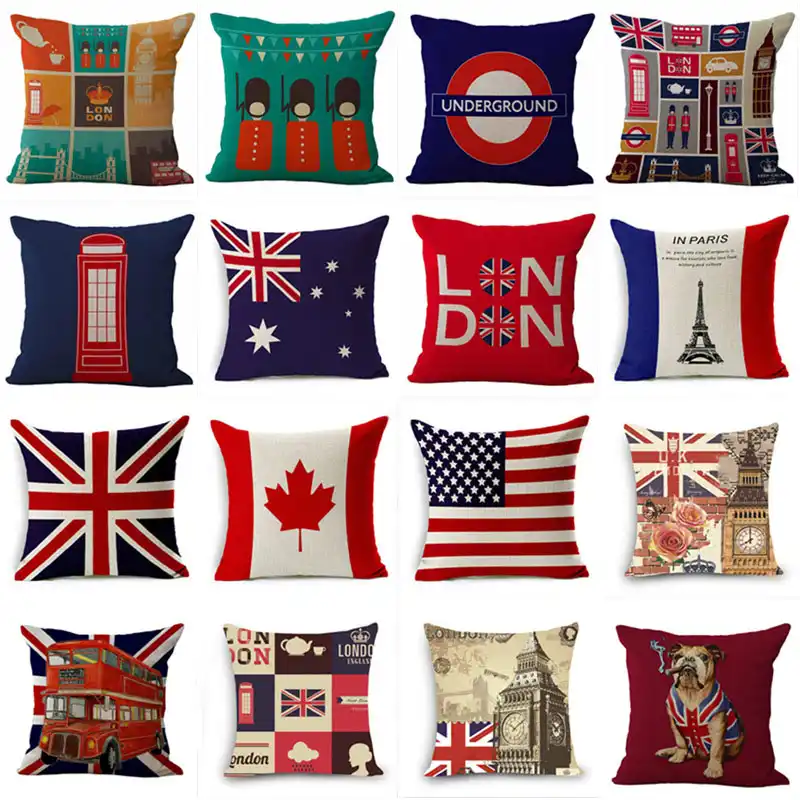 Pillowcase London Style Cushion Cover British Soldiers Pillow Case British Flag Square Linen Pillow Covers Home Decorative 45 45 Cushion Cover Aliexpress