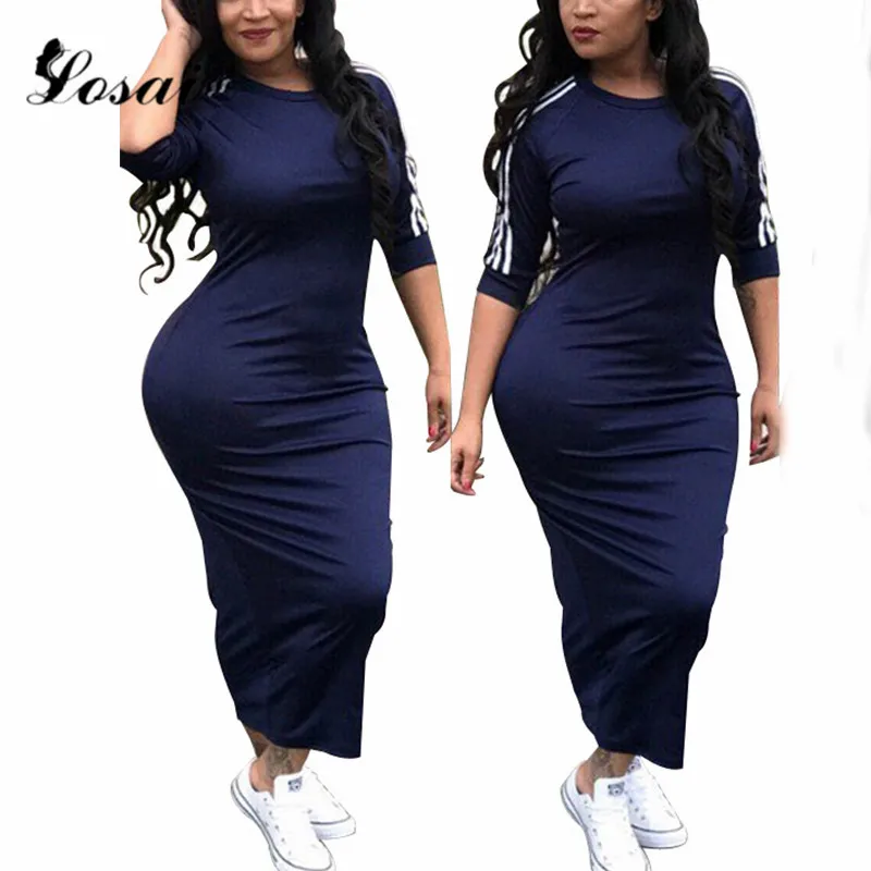 

2019 New Summer Dress Women Vintage Draped Sexy Bodycon Vestidos Ankle Length Striped Half Sleeve Slim Female Bodycon Dresses
