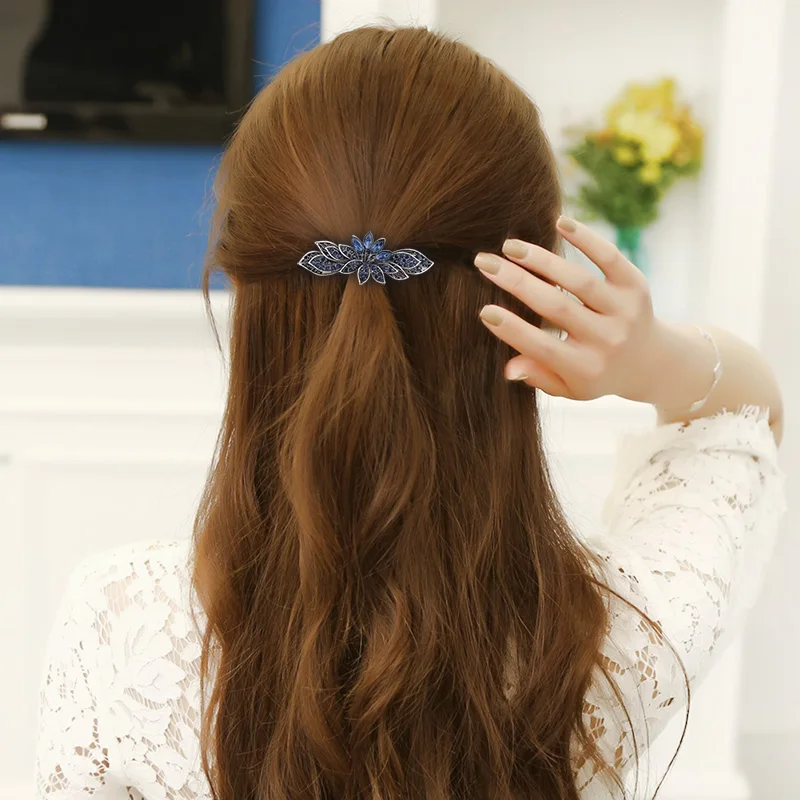 EASYA Мода синий кристалл горного хрусталя цветок заколки для волос заколки дизайн Hairwear аксессуары для волос ювелирные изделия для женщин
