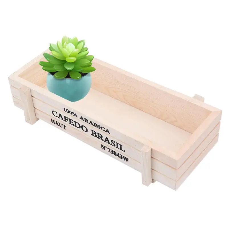 

Micro Landscape Succulent Plant Pot Pastoral Wooden Flowers Wood Potted Rectangular Combination Small Wooden Plants Box