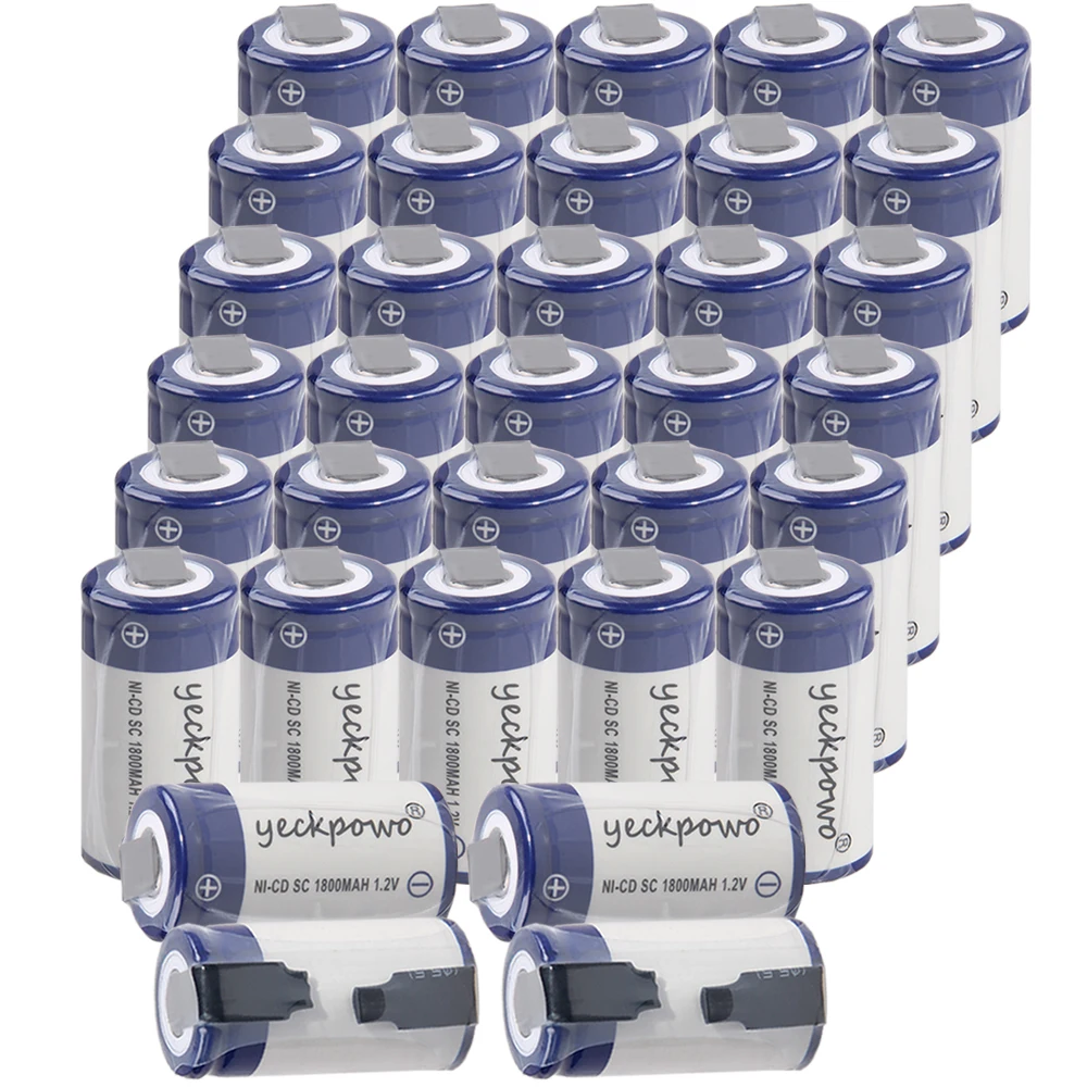 Yeckpowo 34 шт. SC батареи электроинструменты батарея SUBC аккумуляторная 1800mah nicd 1 2 v цвет