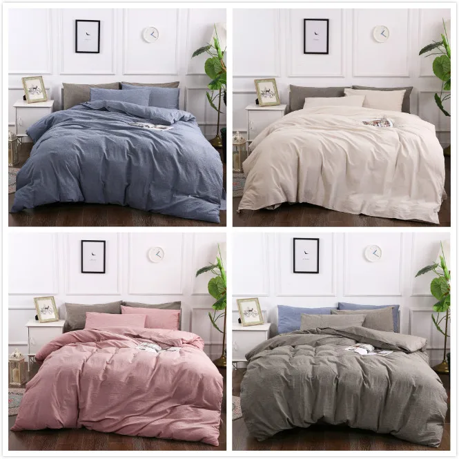 

Luxury Linen Fabric Solid Color Duvet Cover Pillowcase 3pcs Sets Soft and Comfortable Luxury Home Beddings Price