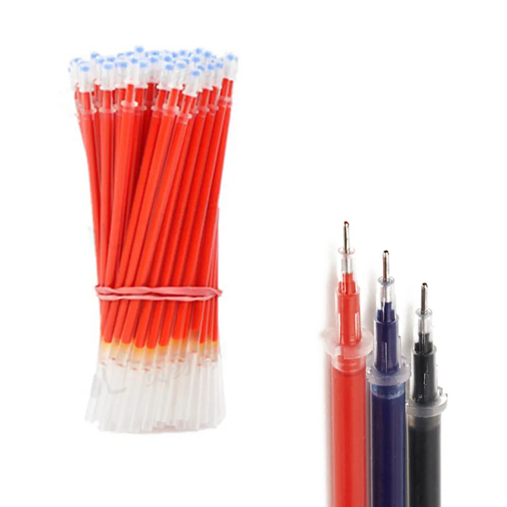 100 пакет заправка шариковых ручек Core ручка тонкий наконечник школьные канцелярские товары 0,38/0,5 мм черный, красный, синий стержни для гелевых ручек A30 - Цвет: 0.38mm red
