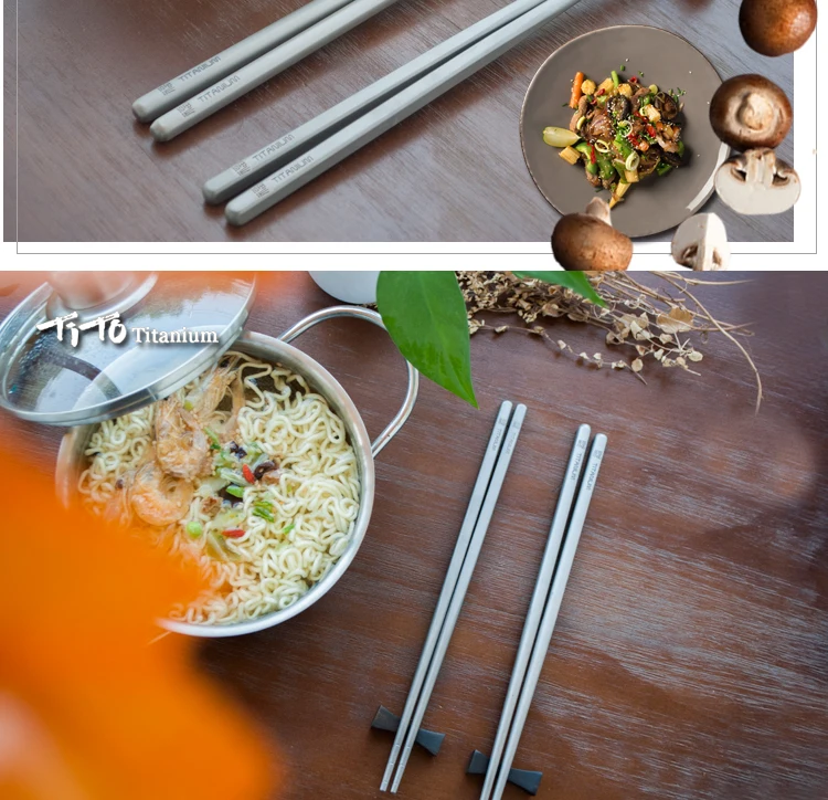 Тито чистый титан плюс квадратный круглые палочки для еды китайский стиль Открытый Отдых Столовые приборы для пикника Титановые палочки