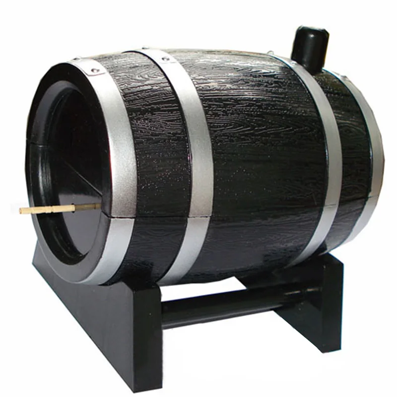 Wine Barrel Shape Plastic Automatic Toothpick Box Container Dispenser