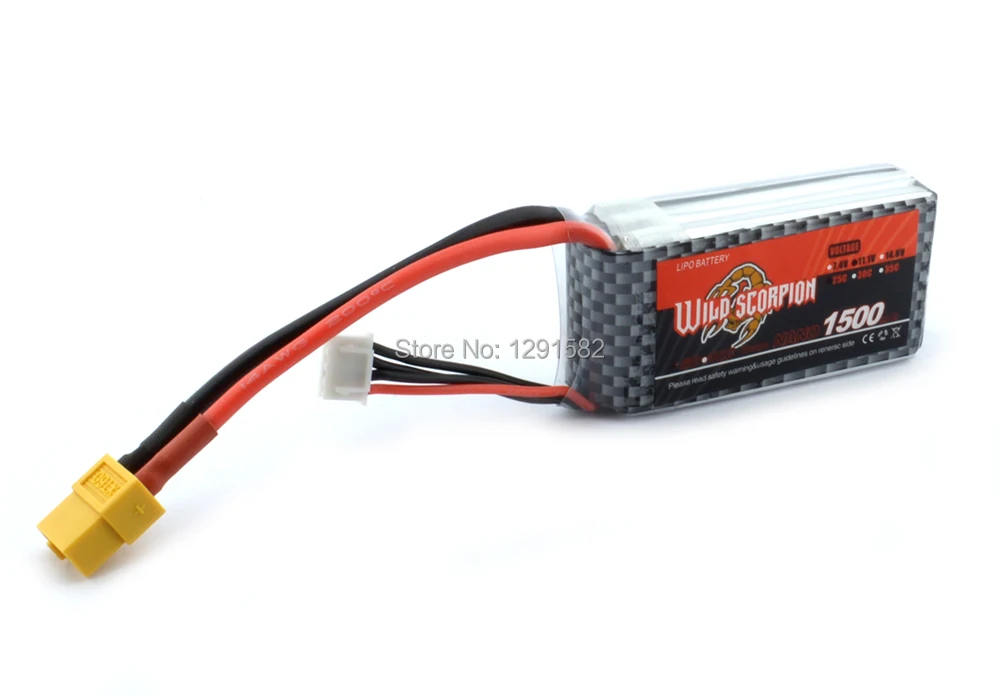 

11.1 V 25C 1500mah 3S Lipo Li-Po Lipoly Battery with XT60 / T plug connector for Helicopter Quadcopter