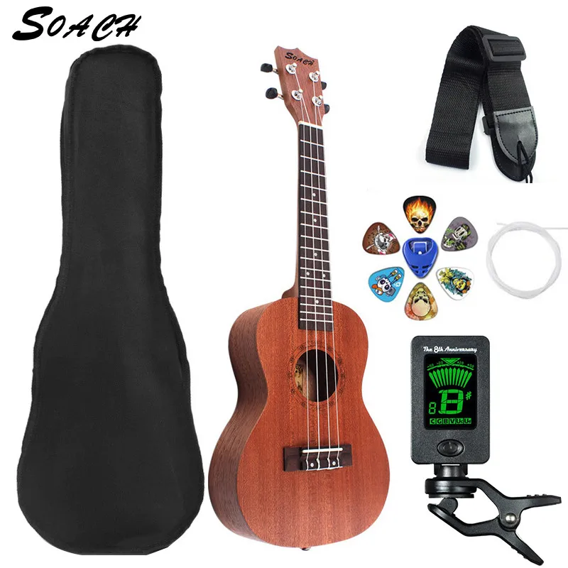 2018SOACH гитары из шести предметов миниатюрная гитара укулеле гитара комплект миниатюрная гитара укулеле-Капроновая нить x1 палочки x6 зажим для лопасти x1 тюнер x1 плечевой ремень x1