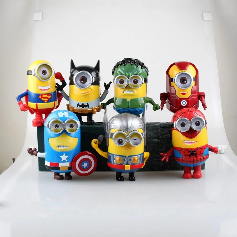 7pcs Set Despicable Me Action Figure Anime Minion Minions Cos The Avengers Iron Man Captain America Thor Hulk Superman Figures Aliexpress