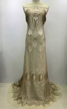 

2018 high quality French Nigerian sequins net lace,African tulle mesh sequence lace fabric for party dress 5yards/lot JL1120