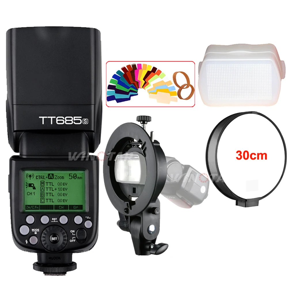 Вспышка Godox TT685 TT685S 2 4G HSS 1/8000s TTL + кронштейн S типа Bowens для Sony A77II A7RII A7R A99 A58 A6500 A6000