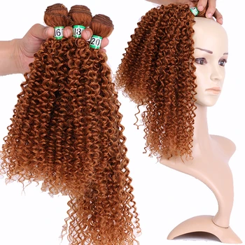

Synthetic ombre kinky curly hair bundles extensions 3 pieces one pack for one head hair weaving Dream ice’s