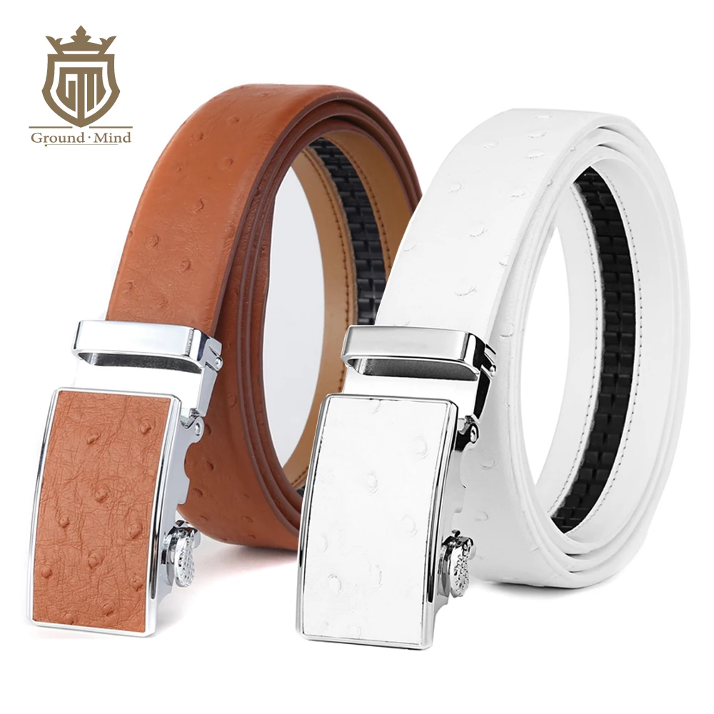 

Luxury Genuine Cowhide Leather Belts for Men Male Ostrich Brand Designer High Quality Automatic Buckle Belt Man 100-125CM 213