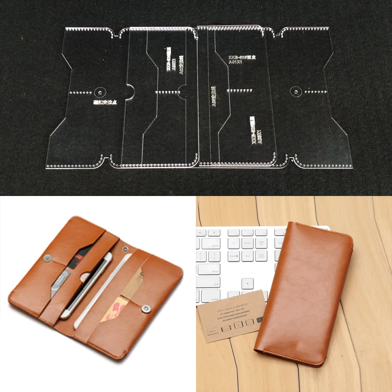 Практичный акриловый кошелек, сумка для карт, прозрачные шаблоны, кожаный шаблон для рукоделия, трафарет, дизайн для создания бизнес длинных кошельков