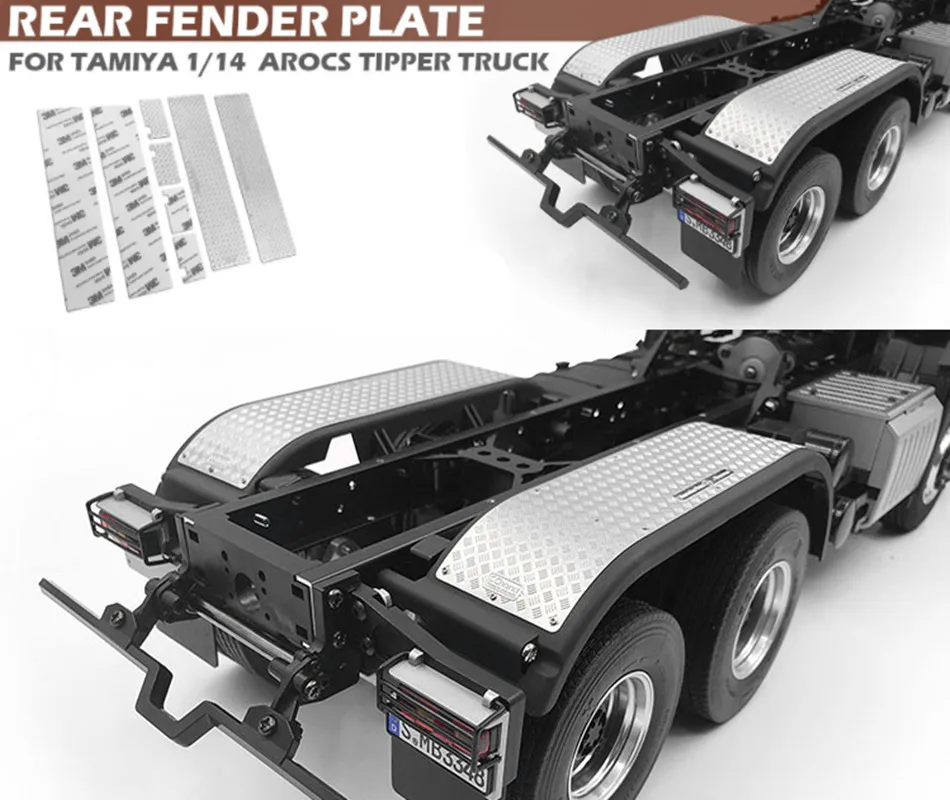 

Tamiya benz arocs fender metal decorative antiskid plate for 1/14 scale rc trailer 1851 56335 3363 56348/56352 tractor truck