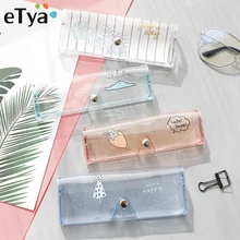 ETya, женские прозрачные очки из ПВХ, коробка для очков, чехол для путешествий, защита для очков, сумка, Студенческая мультяшная Милая коробка для очков