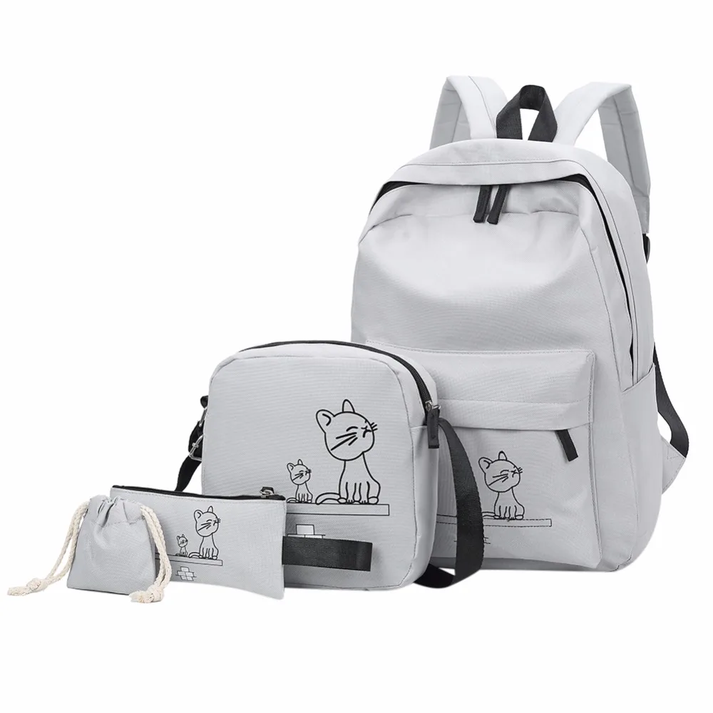 4cs/set mujer mochila Oxford impresión lindo gato bolsas para la Escuela de las niñas adolescentes mujeres mochilas de las mujeres es bolsa mochila mujer 4cs/set mujer mochila Oxford impresión lindo gato bolsas para la Escuela de las niñas adolescentes mujeres mochilas de las mujeres es bolsa mochila mujer