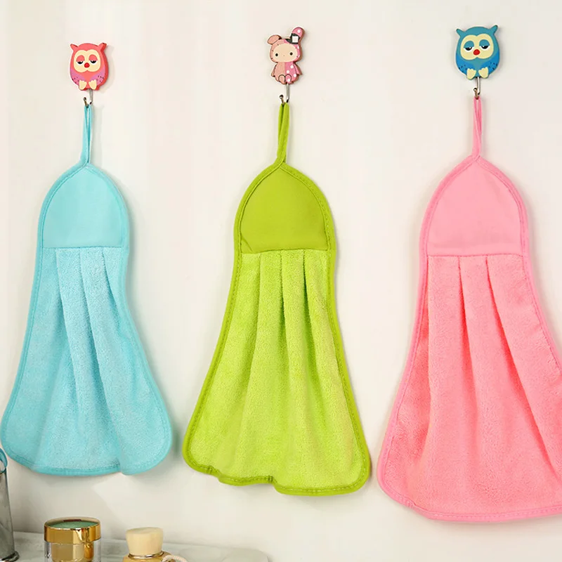 

Coral Velvet Fabric Bathroom Supplies Soft Hand Towel Absorbent Cloth Dishcloths Hanging Quick-Dry Cleaning Cloth Kitchen Access