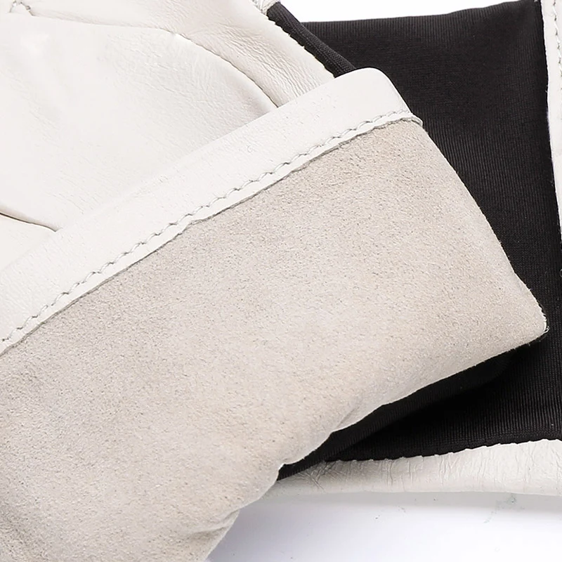 NEW 2019 Genuine Leather Women Gloves Female Spring Autumn Thin Style Breathable Sheepskin Gloves Fashion Patchwork 1008