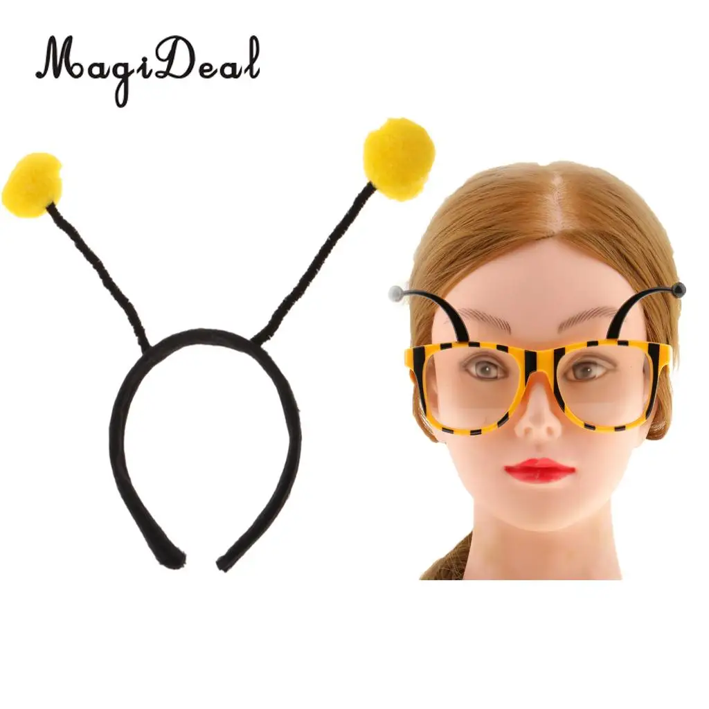 Fashion Adults Kids Insect Bumble Bee Headband Eyeglasses Birthday Fancy Dress Party Costume Props Yellow