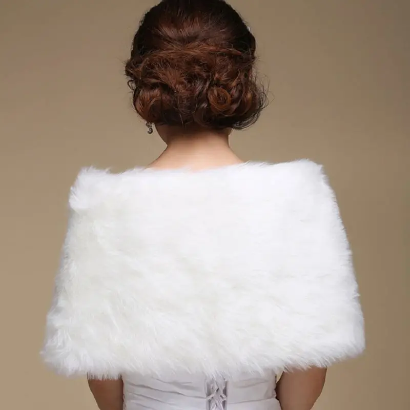 Женская белая свадебная накидка из искусственного меха, шаль, накидка для свадьбы, искусственный жемчуг, шар, украшение, зимнее пальто, болеро