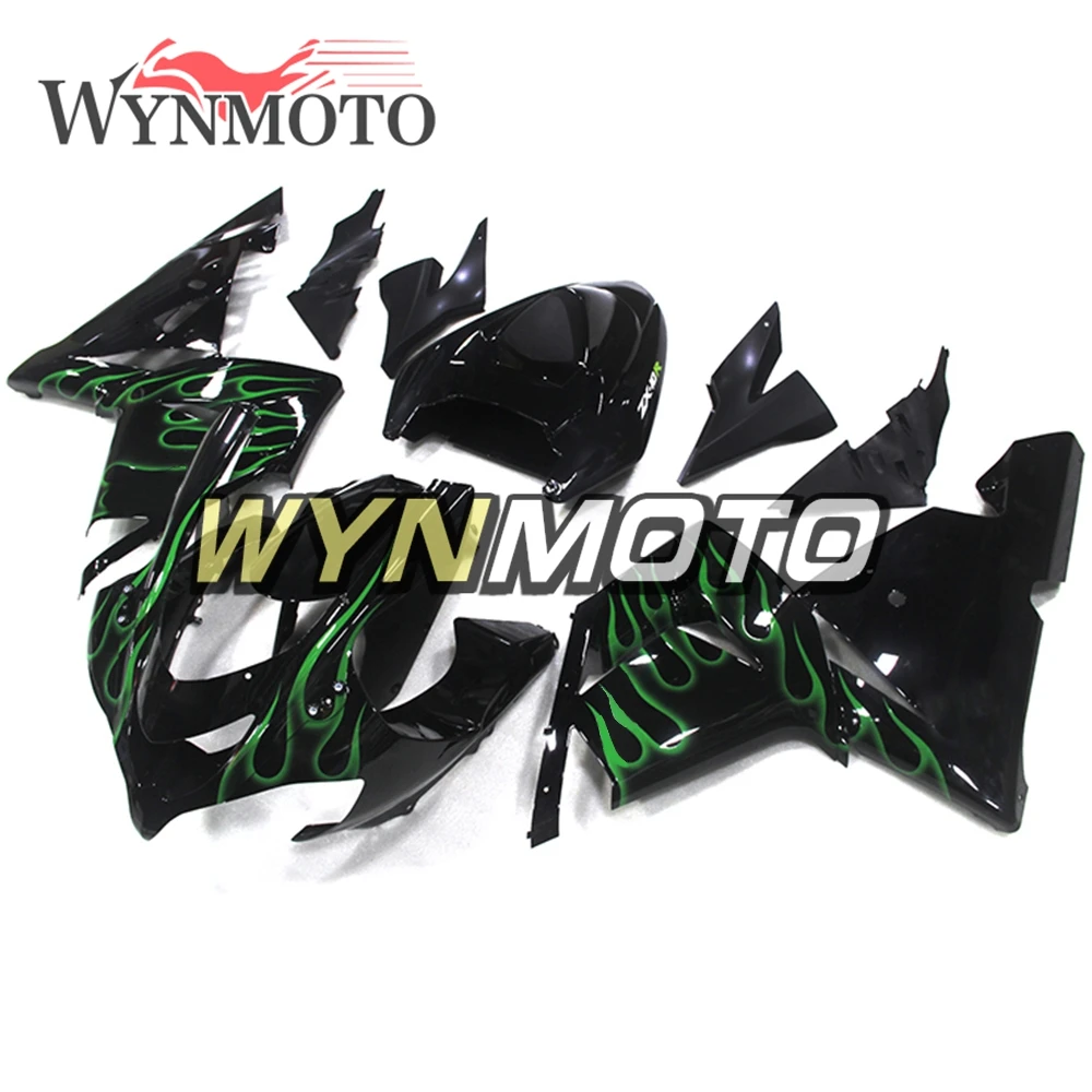 

Complete Fairings For Kawasaki ZX-10R ZX10R 2004-2005 04 05 Year Injection ABS Plastics Motorcycle Hulls Black Green Flames New
