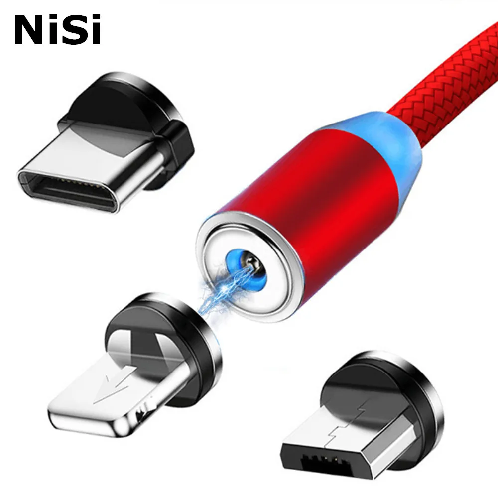 Магнитный кабель Micro USB NiSi для iPhone XR Samsung S9 Xiaomi Huawei Mate 20 Тип C/8pin штекер IOS шнур